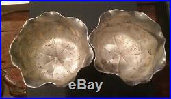 Antique Pair Of Aesthetic Shiebler Sterling Silver Cabbage Leaf Form Open Salts