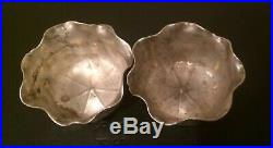 Antique Pair Of Aesthetic Shiebler Sterling Silver Cabbage Leaf Form Open Salts