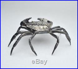 Antique Pair Sterling Silver Plated Crab Snuff Boxes / Salt Cellars