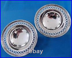 Antique Pair TIFFANY & CO. Sterling Silver plates Salt Cellars 1900 1940