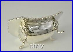 Antique Pair of Salt Cellars Sterling Silver Blue Crystal England Early 20th C