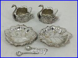 Antique Pair of Silver Swans Salt and Pepper Open Cellars