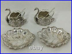 Antique Pair of Silver Swans Salt and Pepper Open Cellars