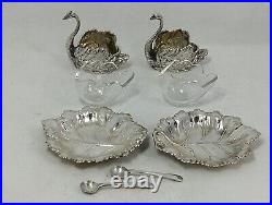 Antique Pair of Silver Swans Salt and Pepper Open Cellars