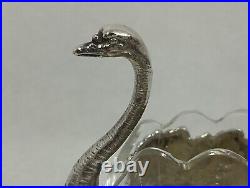 Antique Pair of Silver Swans Salt and Pepper Open Cellars