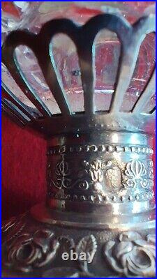 Antique Rare Elegant Sterling Silver Cut Glass 3 Salt Cellars Paris France 19thC