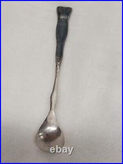 Antique Reed & Barton Sterling Silver Salt Cellar Original Spoon & Glass Insert