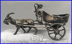 Antique Rogers & Bro Silverplate Figural Salt Cellar 149 Goat Pulling a Cart