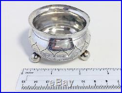 Antique Russian 84 Silver Open Salt Cellar Dip Chased Footed Marked Moscow 1879