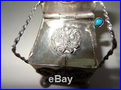 Antique Russian Imperial Sterling Silver 84 Jewish Judaica Salt Cellar withSpoon