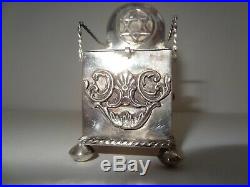 Antique Russian Imperial Sterling Silver 84 Jewish Judaica Salt Cellar withSpoon