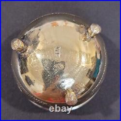 Antique Russian Silver 84 Salt Cellar Cauldron Footed Floral Kiev Gold Wash