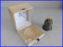 Antique Russian silver gilt and nephrite salt cellar with box