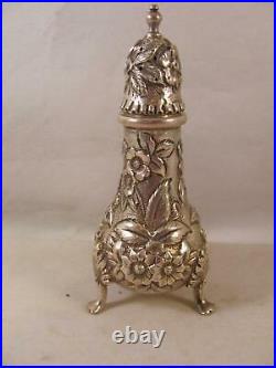 Antique S. Kirk & Son. 925 Sterling Silver Repousse Footed Salt Shaker 70g 4.5