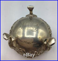 Antique S. Kirk & Son, Repousse 2 Footed Salt Cellar/Stand Sterling Silver