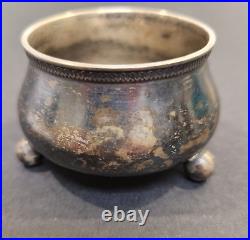 Antique Salt Cellar Cauldron Imperial Russian Silver 84