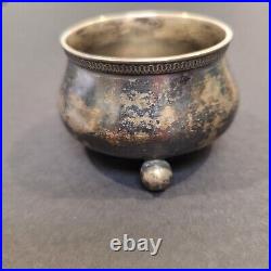 Antique Salt Cellar Cauldron Imperial Russian Silver 84