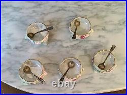 Antique Salt Cellars with Sterling silver salt spoons Circa 1920-50's We ship