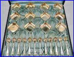 Antique Set of of 12 Tiffany & Co Salt Cellars Sterling Silver Vermeil 20th C