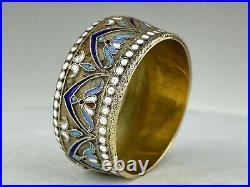 Antique Silver 84, Enamel. Salt Cellar. Antique Russian 1900-1902