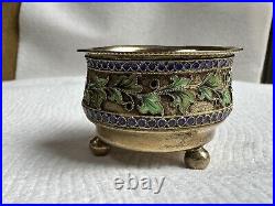 Antique Silver 88, Enamel. Salt Cellar. Russian Empire