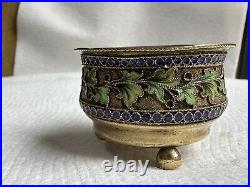 Antique Silver 88, Enamel. Salt Cellar. Russian Empire