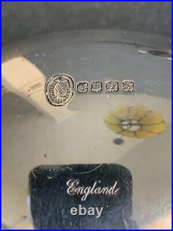Antique Silver English Salt Cellar 4pcs with Cobalt Blue Glass Insert