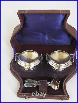 Antique Silver Plate Middleton Salt Cellars and Spoons in Original Case