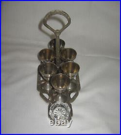 Antique Silver Plated Egg Cruet with 6 Egg Cups, 6 Spoons & 2 Salt Cellars