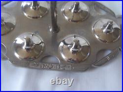 Antique Silver Plated Egg Cruet with 6 Egg Cups, 6 Spoons & 2 Salt Cellars