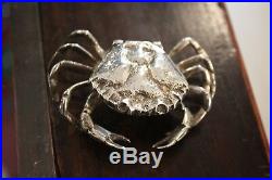 Antique Silver Zodiac Cancer Crab Snuff Box Pillbox Small Box Salt Cellar