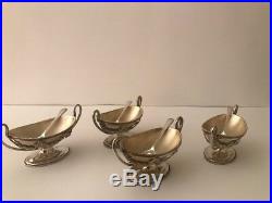 Antique Silver-plated Gold-Washed Open Salt Dip Cellars Set of 4