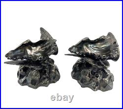 Antique Silverplate Figural Salt Cellars Eagle Shell Shaped Bowls Elegant Pair