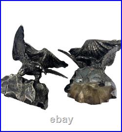 Antique Silverplate Figural Salt Cellars Eagle Shell Shaped Bowls Elegant Pair