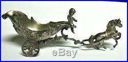 Antique Silverplate Master Salt Cherub Horse Drawn Carriage Art Noveau