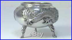 Antique Solid Silver Chinese Export Salt Cellar / Dish c1900 (41g)