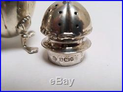 Antique Solid Silver Cutlery Cruet Set Salt Cellar & Pepper Shaker 1902
