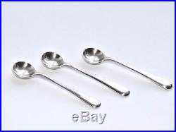 Antique Solid Silver Sterling Salt Cellars & Salt Spoons Set Of 3 B/ham 1913