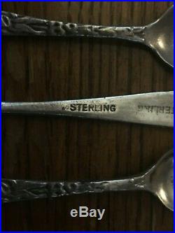 Antique Stamped Sterling Silver 69 Gram Total Open Salt Cellar Spoon Lot Of 16