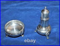 Antique Sterling Pepper shaker and Salt cellar by Frank Whiting Talisman Rose