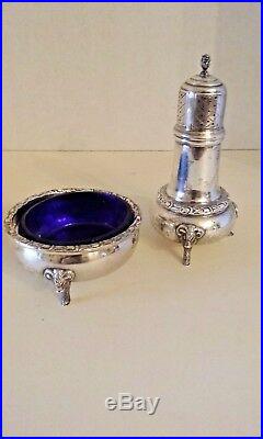 Antique Sterling Pepper shaker and Salt cellar by Frank Whiting Talisman Rose pa