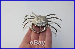 Antique Sterling Silver Crab Salt Cellar Hinged Lid Snuff Box Zodiac Cancer Sign