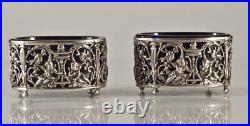 Antique Sterling Silver Crystal Salt Cellars Napoleon III Style France 19th C