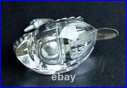 Antique Sterling Silver Crystal Swan Salt Cellar Dish with Sterling Spoon