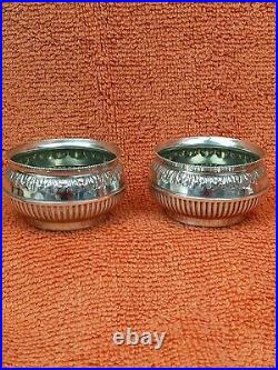 Antique Sterling Silver Hallmarked Salts 1886, Levesley Brothers Sheffield