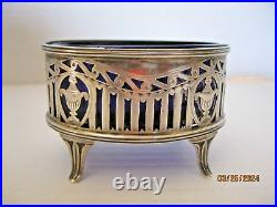 Antique Sterling Silver Master Salt Cellar, Cobalt Liner 19TH Century