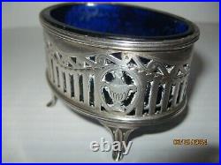 Antique Sterling Silver Master Salt Cellar, Cobalt Liner 19TH Century