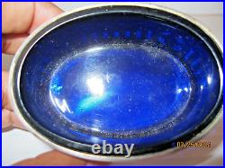 Antique Sterling Silver Master Salt Cellar, Cobalt Liner 19TH Century