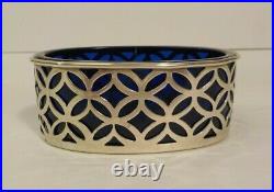 Antique Sterling Silver Master Salt Cellar, Cobalt Liner (#6)