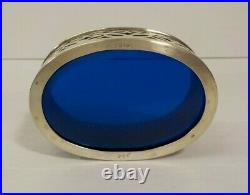 Antique Sterling Silver Master Salt Cellar, Cobalt Liner (#6)